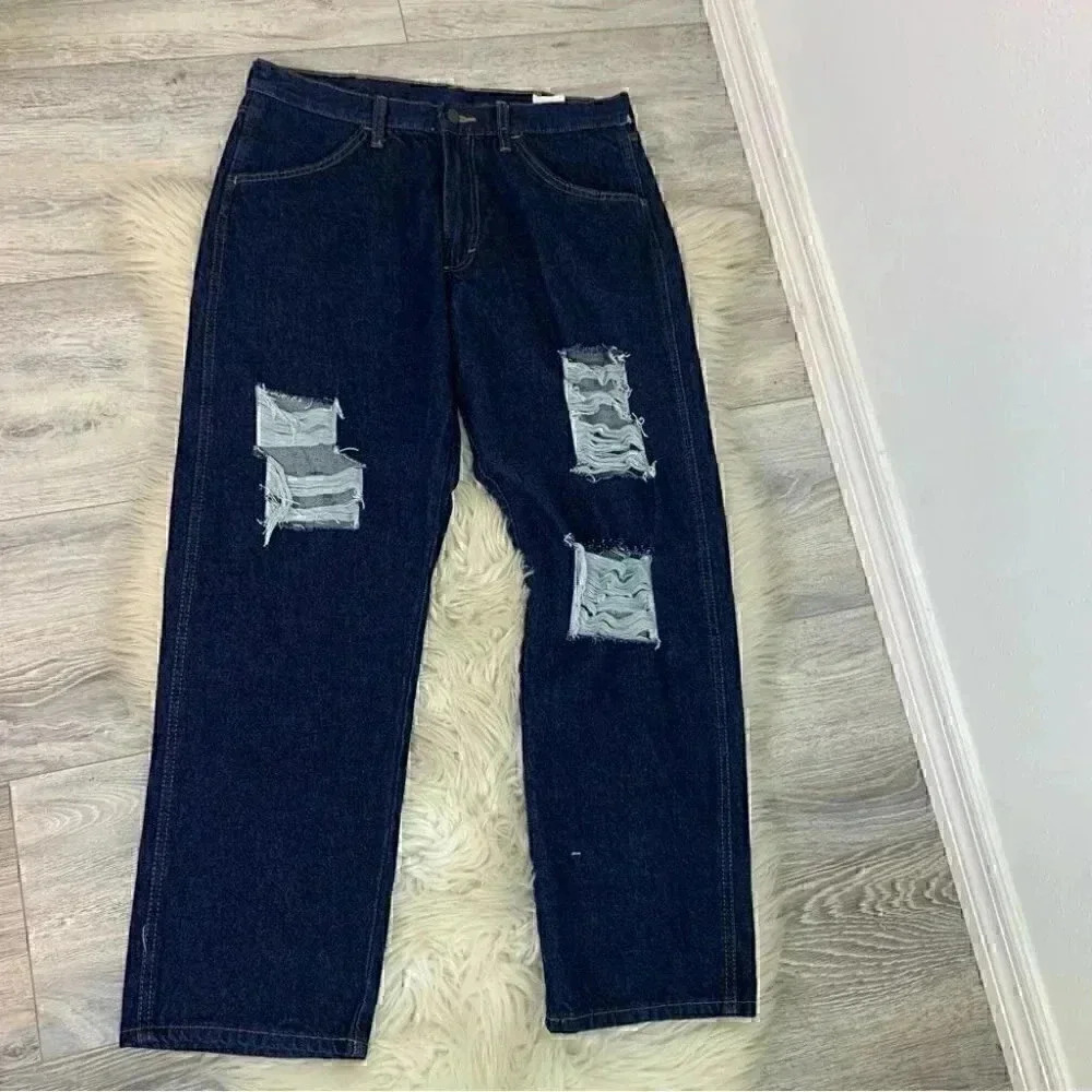NWT Rustler Wrangler regular fit straight leg ripped jeans 34x30